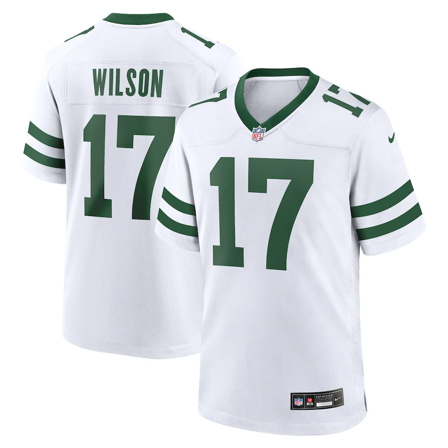 Men New York Jets #17 Garrett Wilson Nike Legacy White Game NFL Jersey->->NFL Jersey